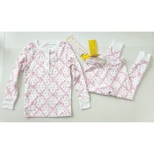 NEW LoveShackFancy x Roller Rabbit Kids Baby Bow Hearts Pajamas Set Size 2